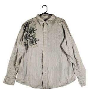 Machine men's striped‎ graphic button down shirt XL